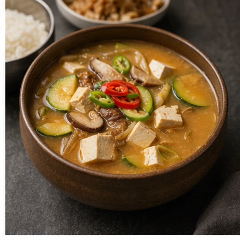 된장찌개 가벼운 1인분 - 된장찌개는 먹고 싶지만 부담은 줄이고 싶을 때, 210kcal 내외로 맞춘 한식 대체 레시피