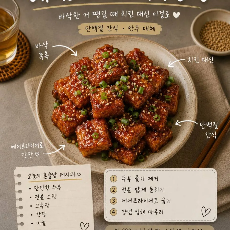 에어프라이어 두부강정 - 바삭한 거 당길 때 치킨 대신 이걸로
