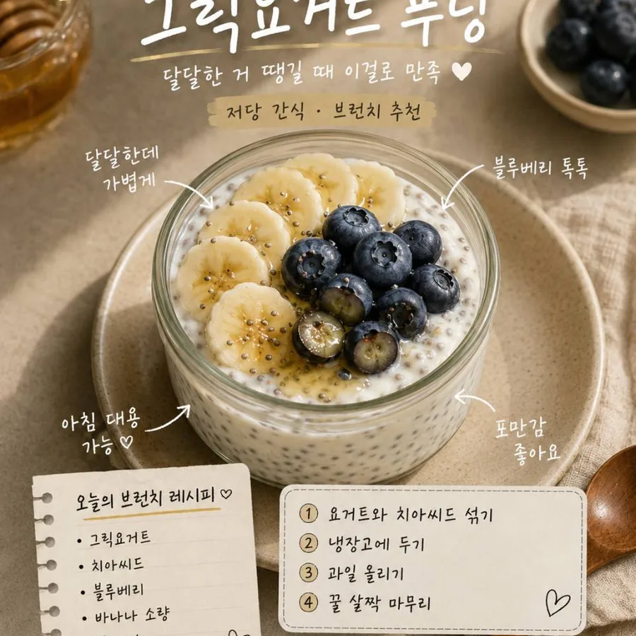 치아씨드 그릭요거트 푸딩 - 달달한 거 당길 때 이걸로 만족